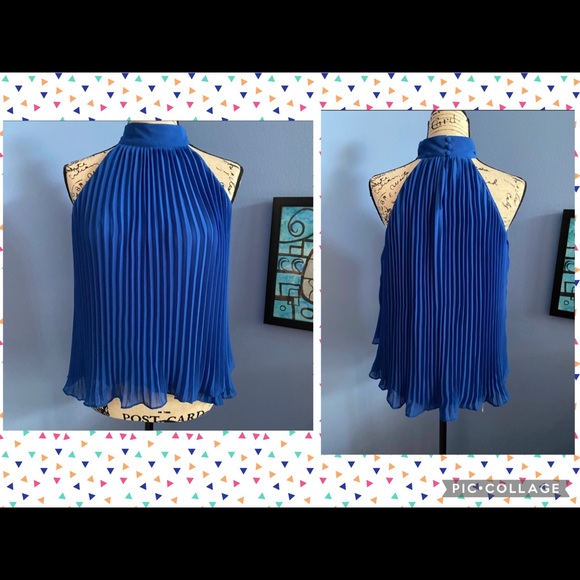 INC International Concepts Tops - BOGO INC blue semi sheer high collar blouse NWTS 8P